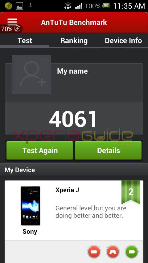 AnTuTu Score 4061 in 11.2.A.0.33 Xperia J update