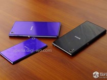 Purple Xperia Z1 Mini snapped beside Xperia Z1 Purple and Black