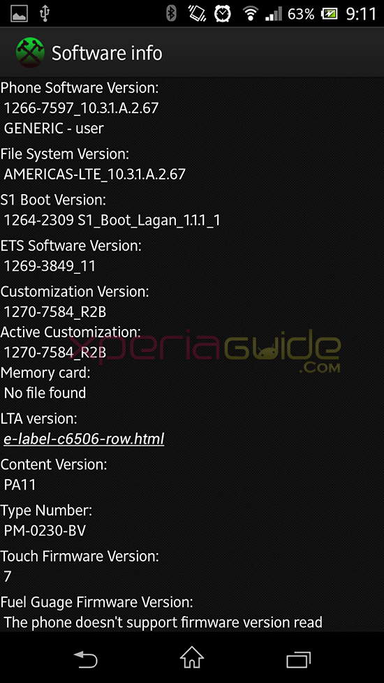 Software info of 10.3.1.A.2.67 Firmware
