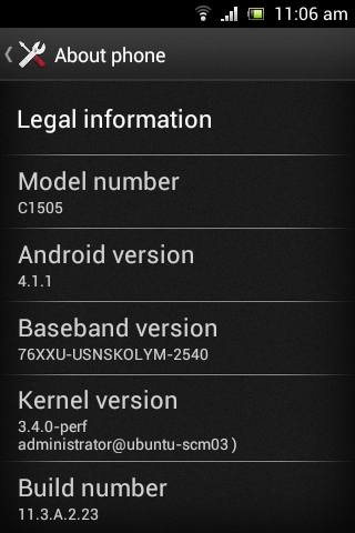 Xperia E C1505 11.3.A.2.23 firmware Details