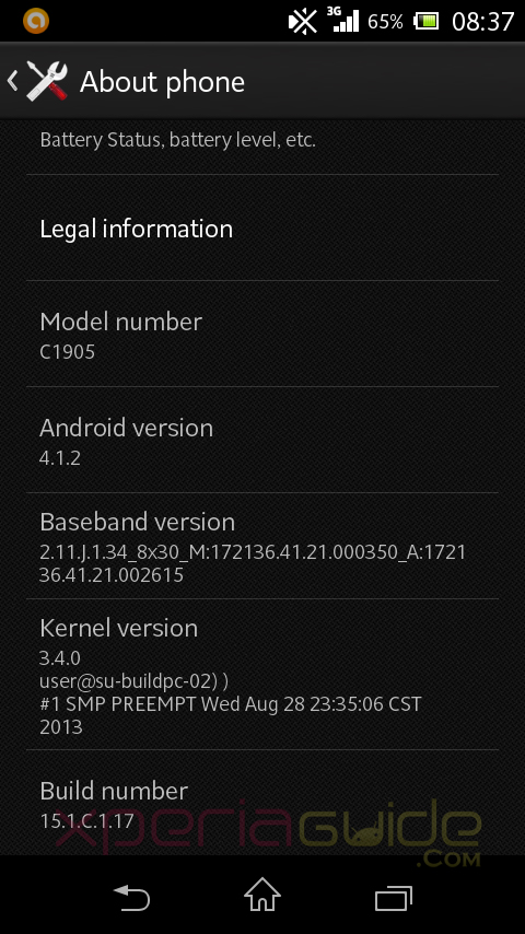 Xperia M 15.1.C.1.17 Firmware Details