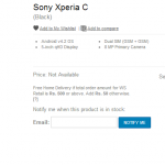 Dual Sim Sony Xperia C launched at Rs. 20490 in India – Listed on Flipkart