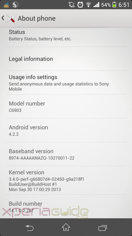 Xperia Z1 14.1.G.2.257 firmware - Major Update Rolled