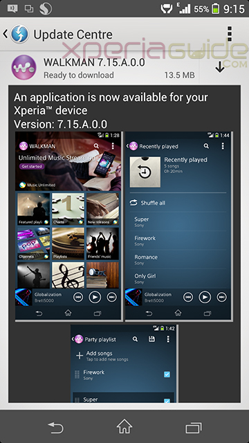 Walkman app version 7.15.A.0.0 OTA Update