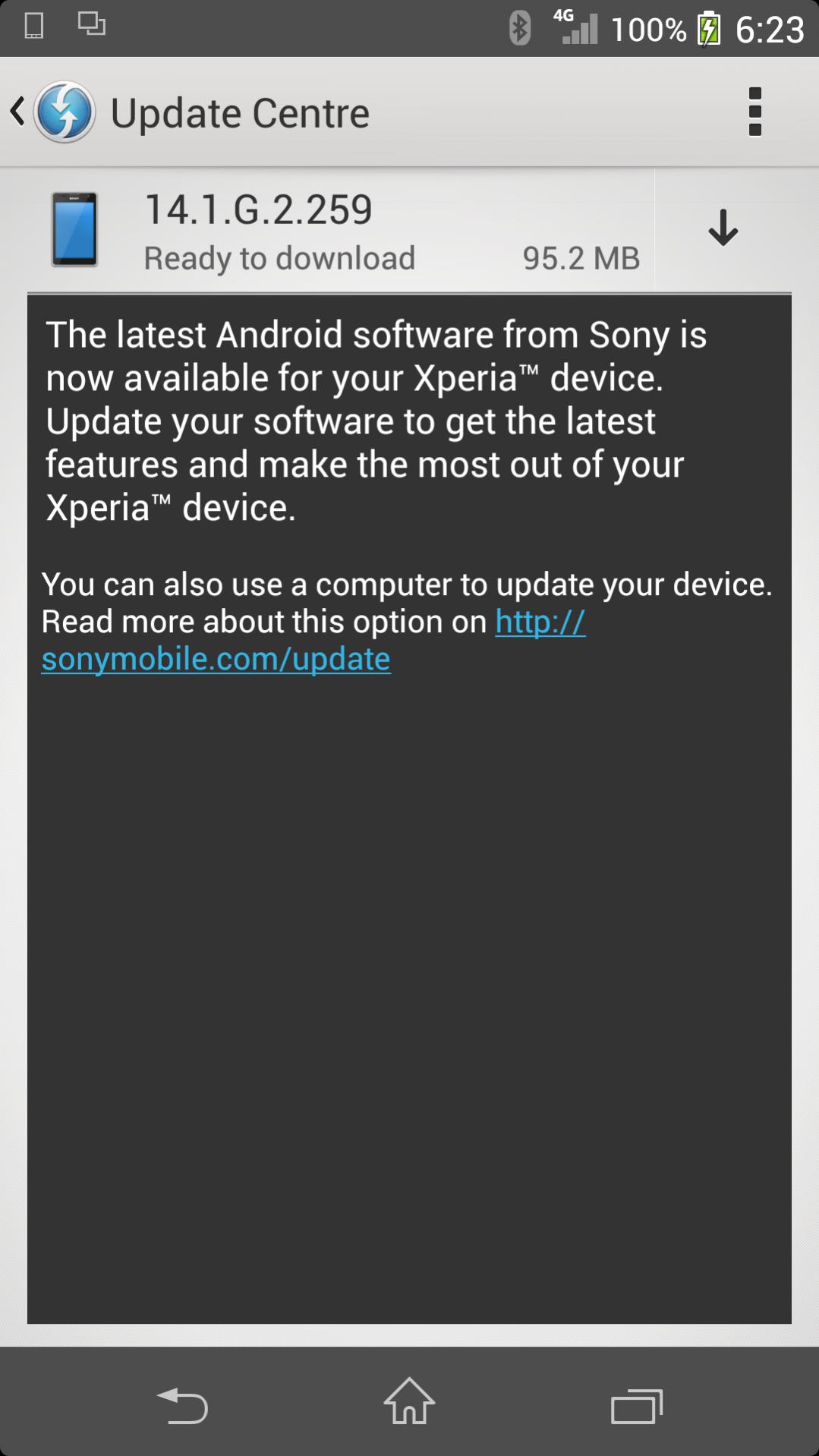 Carrier based Xperia Z1 14.1.G.2.259 firmware update rolling out