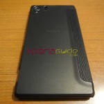 Xperia Z1 Side Flip Case from RockPhone - Back side, Sony logo can be seen