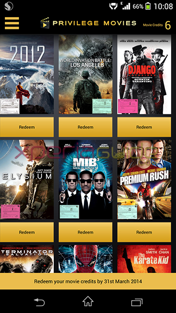 Xperia Privilege Movies app list Xperia Privilege Movies app list