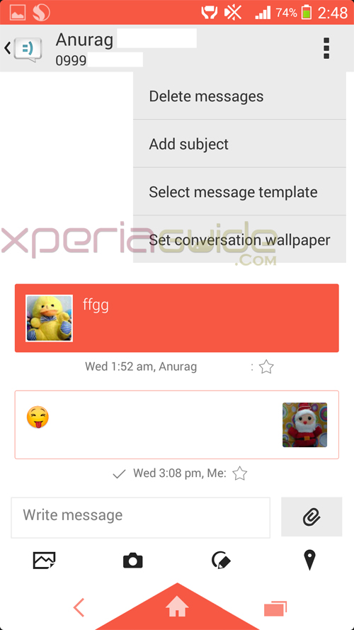 Set conversation wallpaper in SMS on Android 4.3 in Xperia Z1