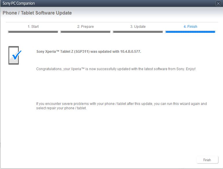 Xperia Tablet Z Wi-Fi Android 4.3 10.4.B.0.577 firmware update