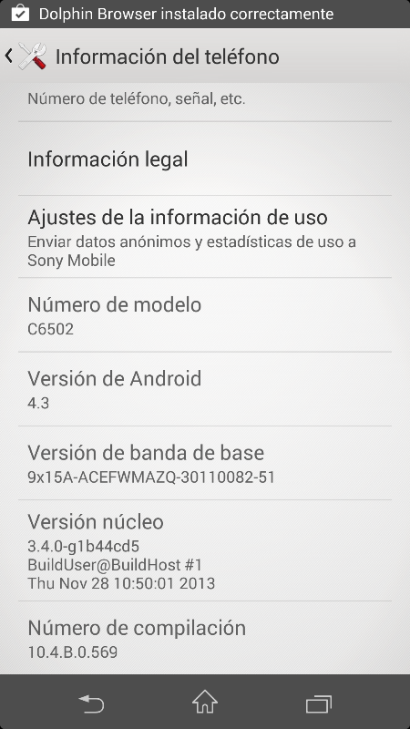 Xperia ZL Android 4.3 10.4.B.0.569 firmware update