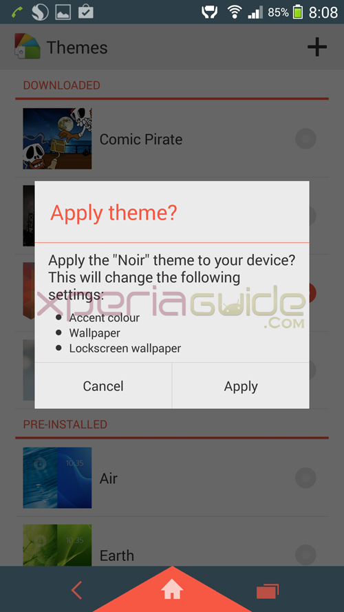 New Xperia themes in Xperia Z1 Android 4.3 14.2.A.0.290 firmware Update
