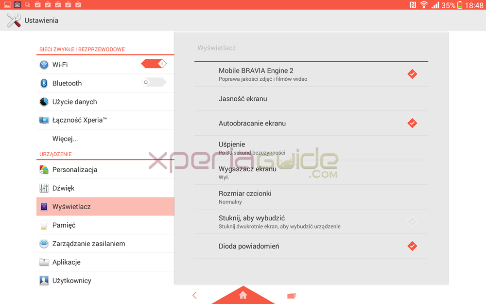 Xperia Tablet Z Android 4.3 10.4.B.0.569 firmware update - Settings