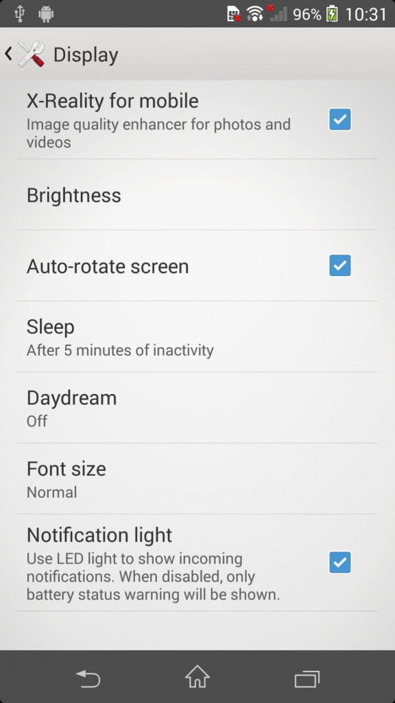 Display Settings of Sony D6503