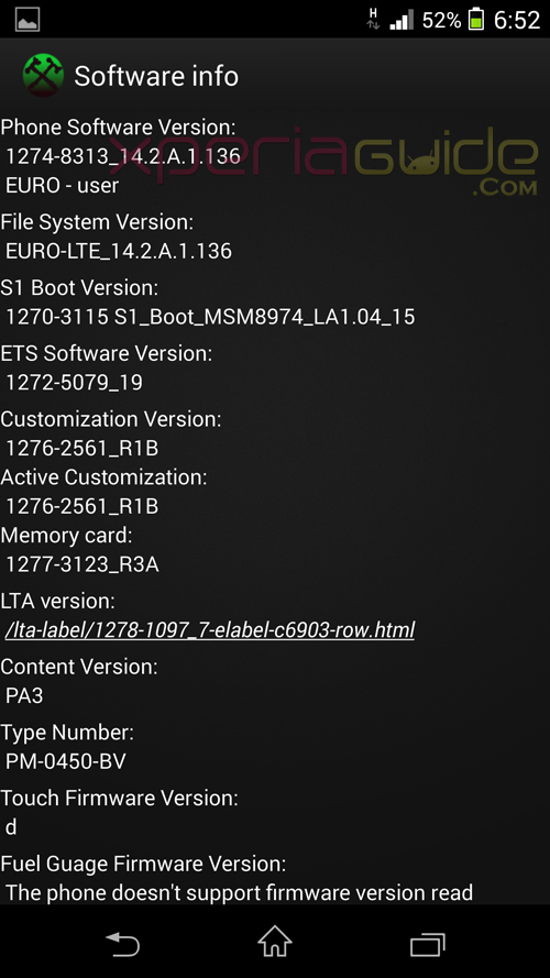 Software Info of 14.2.A.1.136 firmware