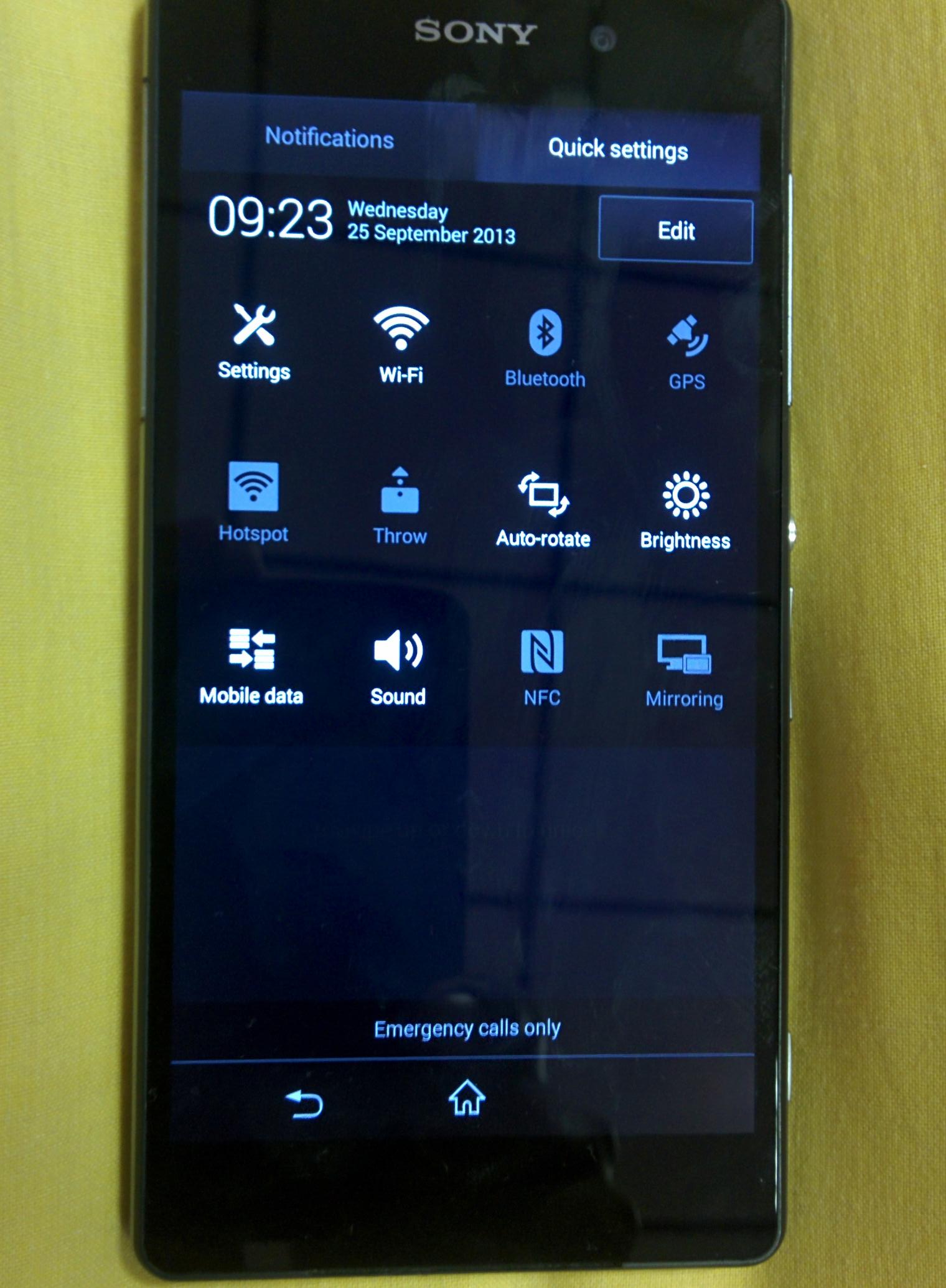 Sony D6503 UI - New Ntofication Panel