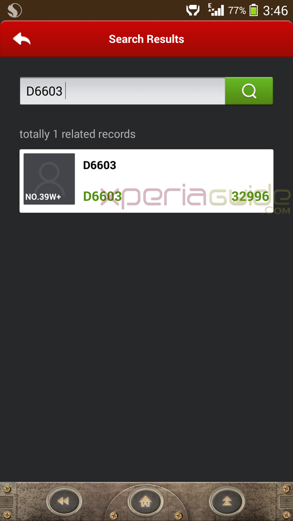 Sony D6603 scores 32996 points in AnTuTu Benchmark Database