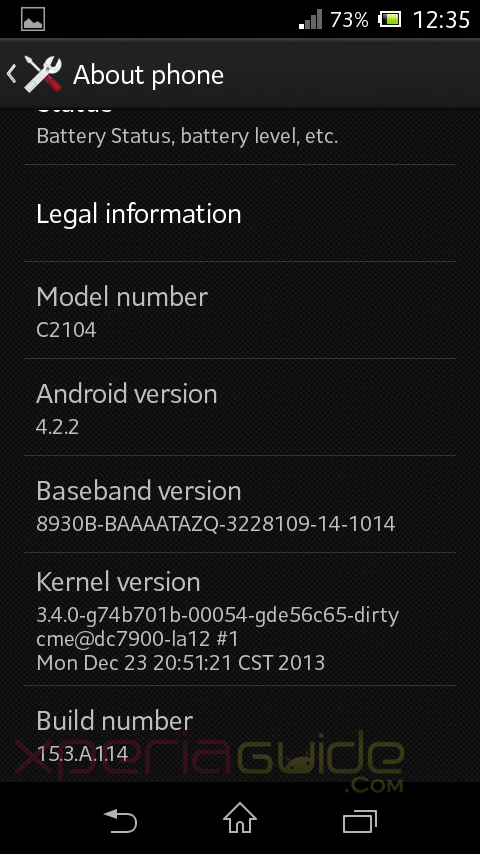 Xperia L 15.3.A.1.14 firmware update for C2104 India