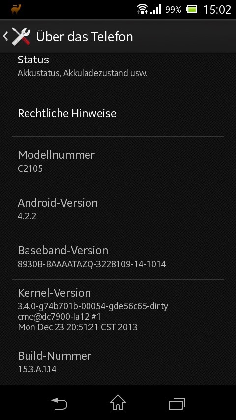 Xperia L 15.3.A.1.14 firmware update rolling - About Phone screenshot