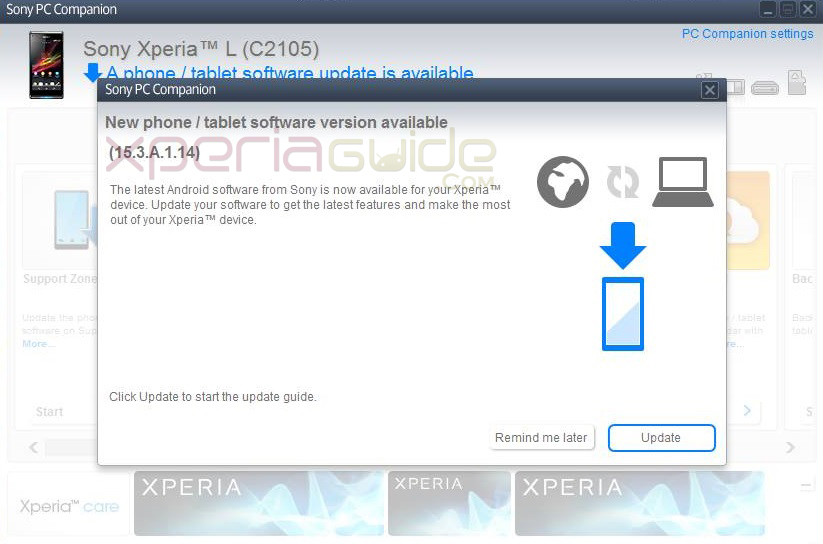 Xperia L 15.3.A.1.14 firmware update via PC Companion 