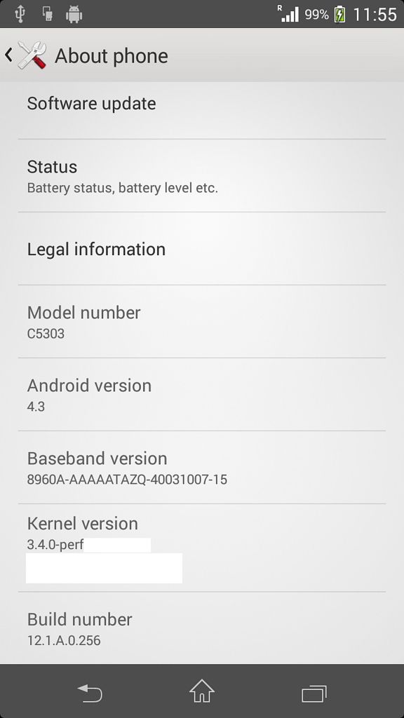 Xperia SP Android 4.3 12.1.A.0.256 firmware Screenshots Leaked