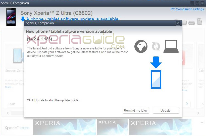 Xperia Z Ultra 14.2.A.1.136 firmware update via PC Companion