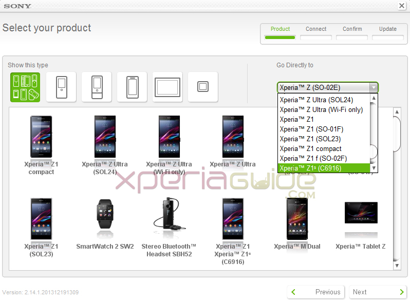 Xperia Z Ultra Wi-Fi and SOL24, Xperia Z1S and Compact added in Sony Update Service software