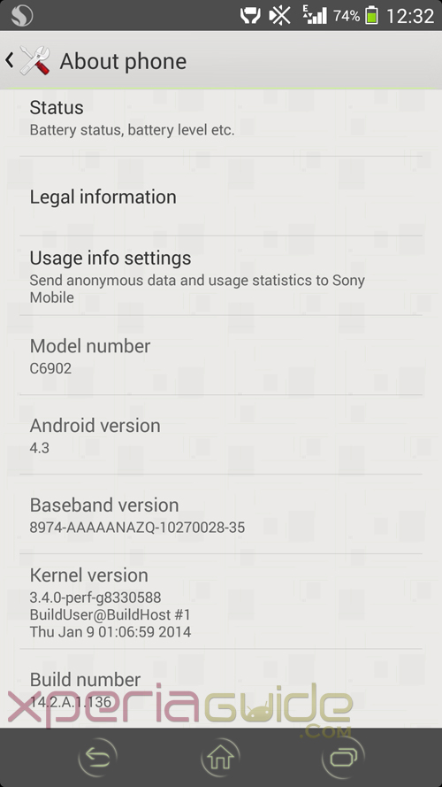 Xperia Z1 14.2.A.1.136 firmware C6902 India