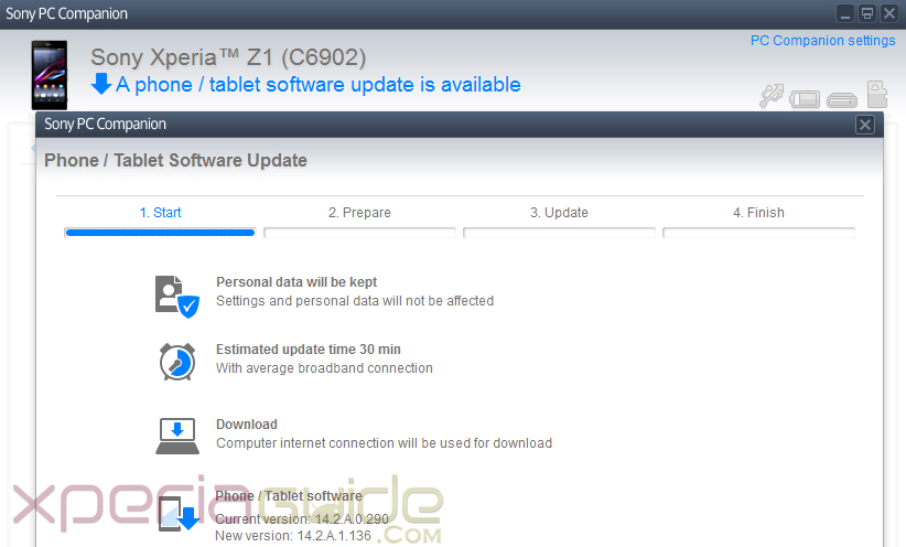 Xperia Z1 14.2.A.1.136 firmware India update
