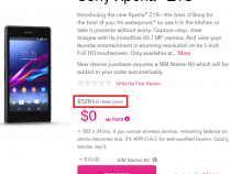 Xperia Z1S Priced at $0 down and $528 Full Retail Price on T-Mobile