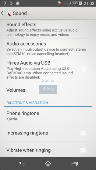 USB DAC support is included in Sony D6503 Android 4.4.2 KitKat Xperia UI