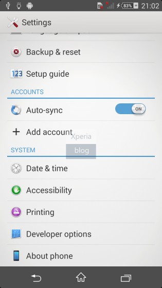 New Printing option seen in Sony D6503 Android 4.4.2 KitKat Xperia UI