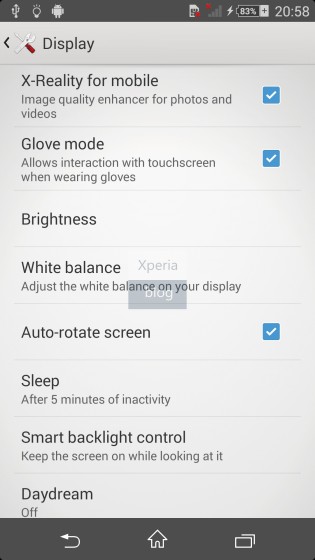 Gloves settings in Sony D6503 Android 4.4.2 KitKat UI