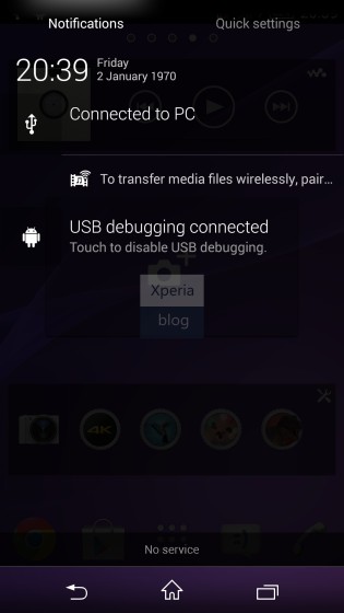Switch between quick settings and notifications now in Sony D6503 Android 4.4.2 KitKat Xperia UI 