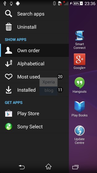 Xperia Home launcher in Sony D6503 Android 4.4.2 KitKat Xperia UI