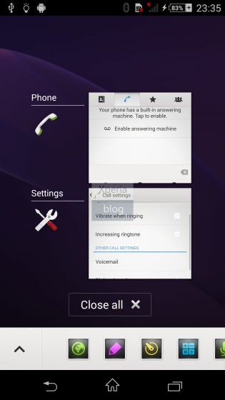 Close all apps settings included in Sony D6503 Android 4.4.2 KitKat Xperia UI