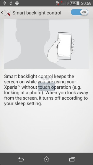 Smart Backlight Control Settings in Sony D6503 Android 4.4.2 KitKat Xperia UI 