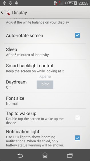 Double Tap Screen to Wake Up Settings in Sony D6503 Android 4.4.2 KitKat Xperia UI 