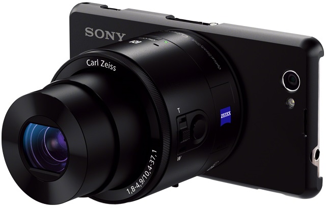 SPA-ACX4 camera attachment case wearing DSC - QX100 lens in Black SPA-ACX4 / B case
