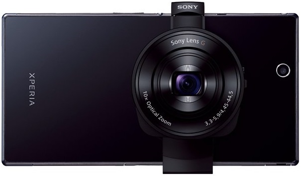DSC-QX10 Sony SPA-TA1 tablet attachment case mounted on Xperia Z Ultra