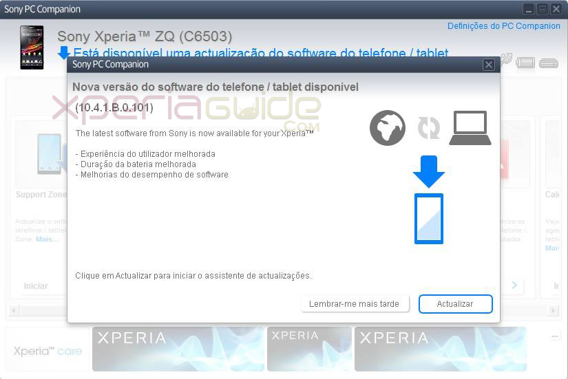 10.4.1.B.0.101 firmware update is confirmed on Xperia ZQ