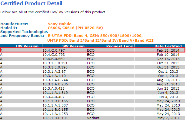 10.4.C.0.797 firmware Xperia Z