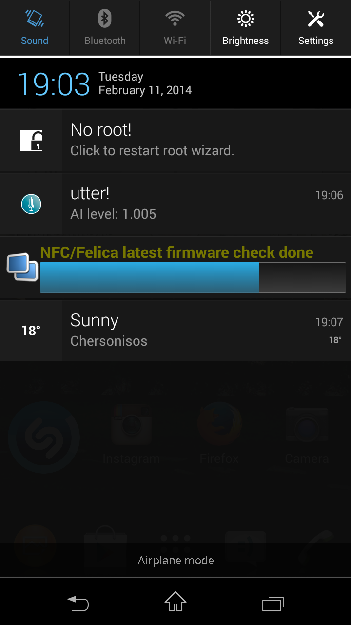 Xperia SP 12.1.A.0.266 firmware Notification Panel