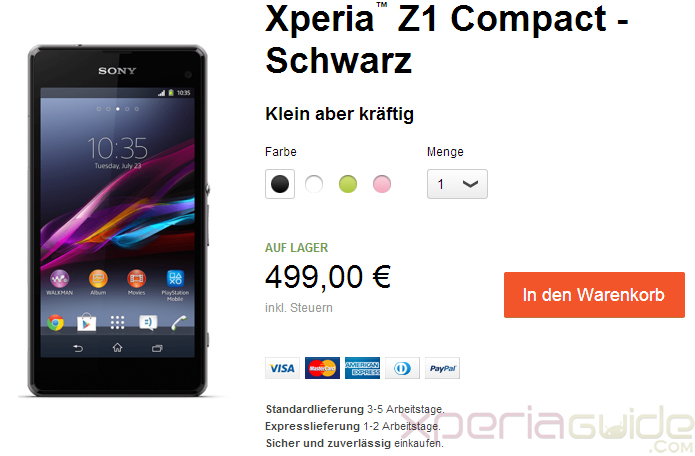 Unlocked Xperia Z1 Compact shipping starts in Germany, priced at €499