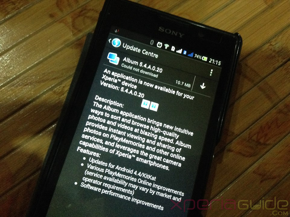 Xperia C Album App 5.4.A.0.20 update