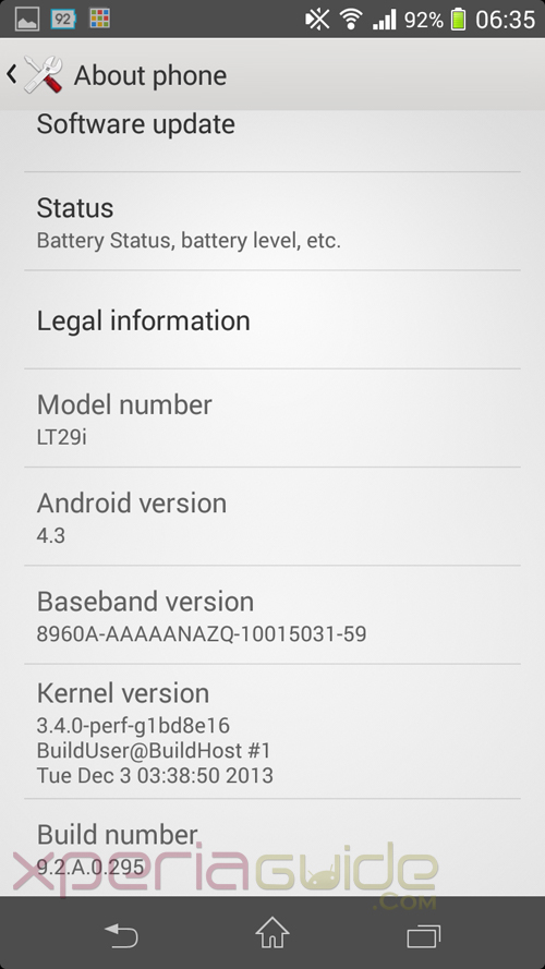 Xperia TX  9.2.A.0.295