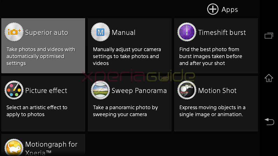 Xperia V 9.2.A.0.295 firmware Camera app
