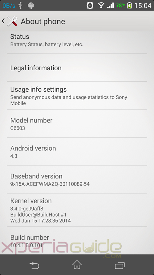 Xperia Z 10.4.1.B.0.101 firmware