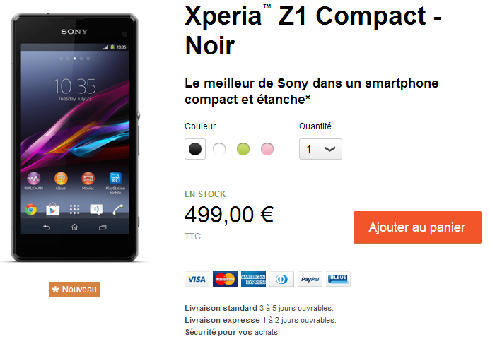 Xperia Z1 Compact France Price