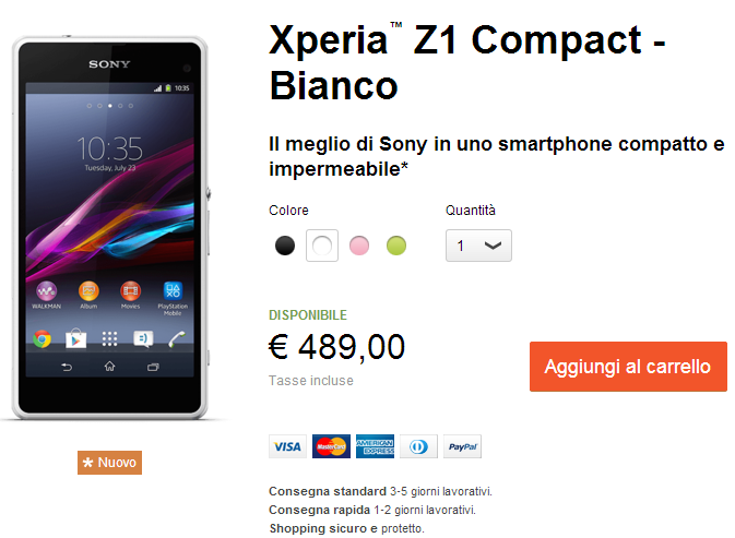 Xperia Z1 Price in Italy