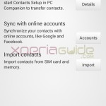 Contact Settings of Xperia SP 12.1.A.0.266